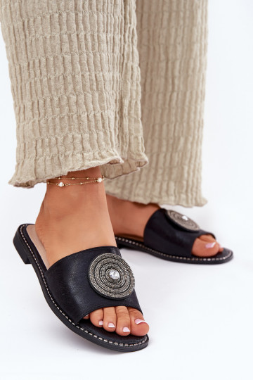 Ladies Flat Sandals With Decoration S.Barski KV51-013 Black 2