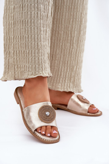 Women's Flats With Decoration S.Barski KV51-013 Gold