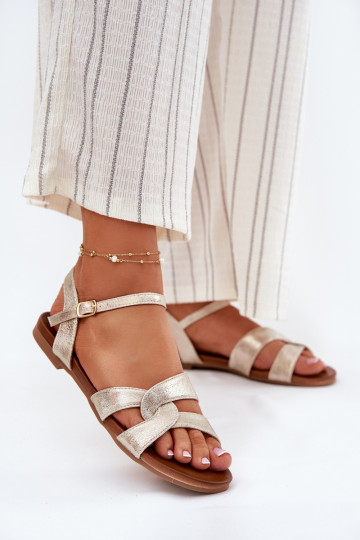 Flat Shiny Sandals Women S.Barski KV51-022 Gold