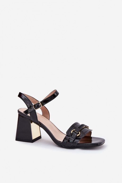 Leather Patent Women's Heeled Sandals Black Mevonelle