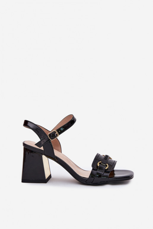 Leather Patent Women's Heeled Sandals Black Mevonelle