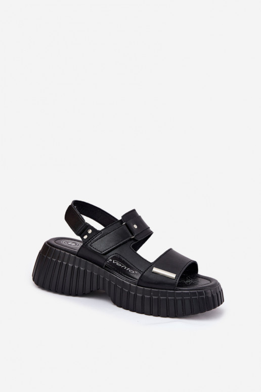 Leather Women's Platform Sandals Black Mertella Leather Women's Platform Sandals Black Mertella