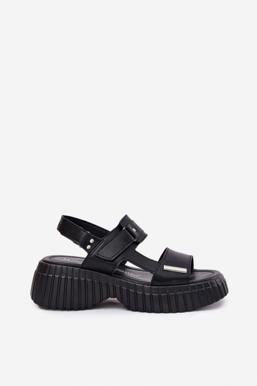 Leather Women's Platform Sandals Black Mertella Leather Women's Platform Sandals Black Mertella