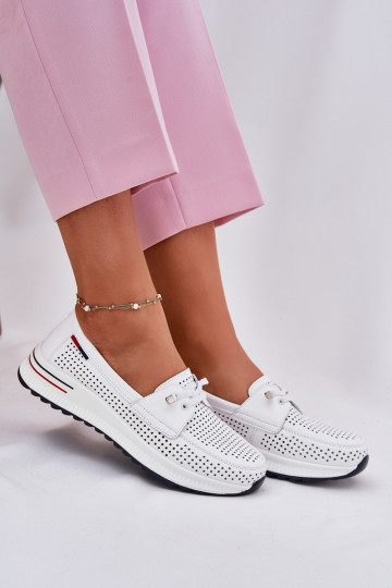 Leather Women's Platform Shoes White Violeth
