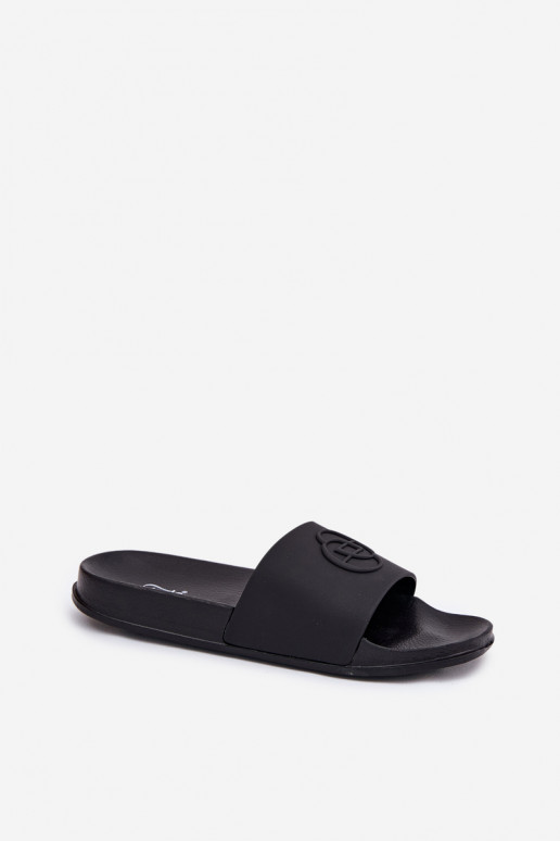 Light Women's Slippers With Decorative Embossing Black Isarisa Light Women's Slippers With Decorative Embossing Black Isarisa