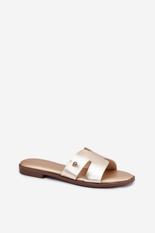 Women's Flat Sandals Made Of Eco Leather Golden Firvania