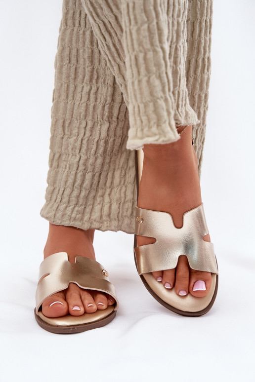 Women's Flat Sandals Made Of Eco Leather Golden Firvania