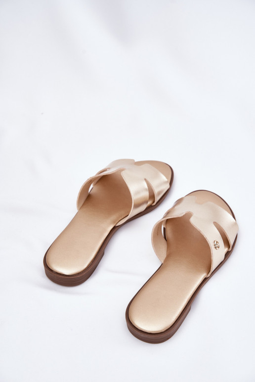 Women's Flat Sandals Made Of Eco Leather Golden Firvania