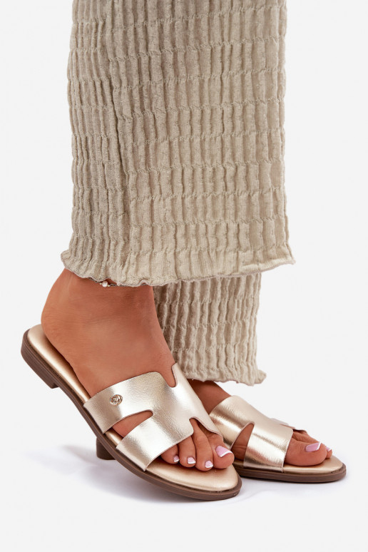 Women's Flat Sandals Made Of Eco Leather Golden Firvania