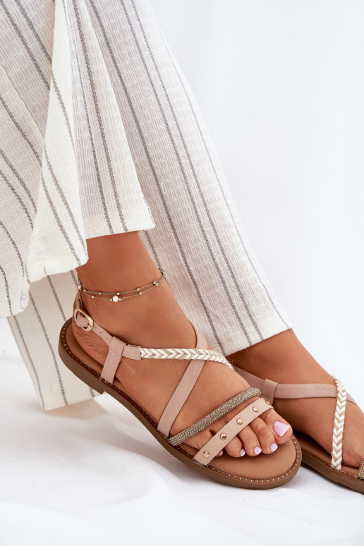 Flat Sandals With Decorative Straps Vinceza 17379 Beige Flat Sandals With Decorative Straps Vinceza 17379 Beige