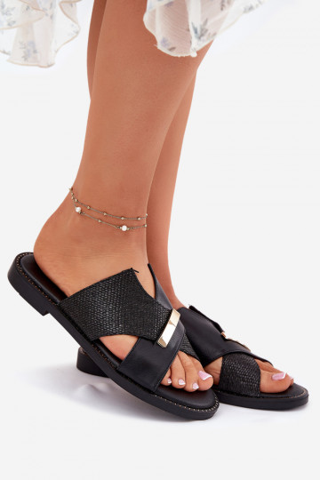 Women Flat Sandals With Decorative Detail Vinceza 17385 Black 2