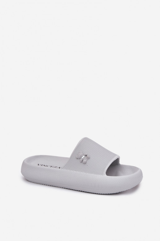 Ladies Foam Sandals On Platform With Bear Vinceza 75210 Gray