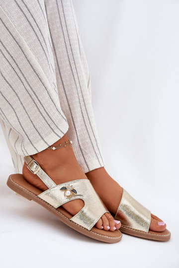 Women's Flat Sandals With Decorative Detail Vinceza 17378 Gold