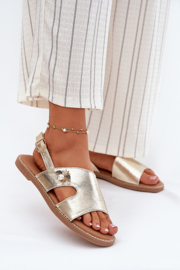 Women's Flat Sandals With Decorative Detail Vinceza 17378 Gold 2