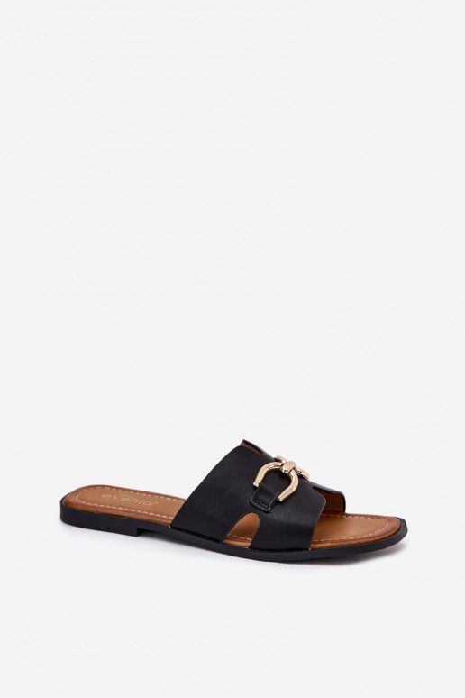 Women's Flat Sandals With Decorative Detail Black Amiresna