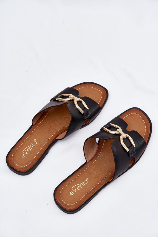 Women's Flat Sandals With Decorative Detail Black Amiresna