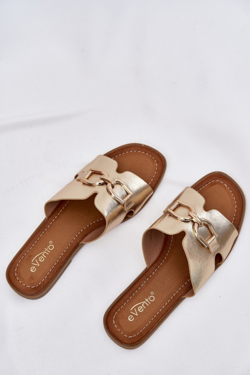 Ladies Flat Sandals With Decorative Detail Golden Amiresna