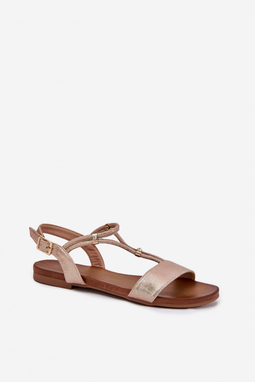 Women's Flat Sandals With Straps S.Barski KV51-120 Rose Gold