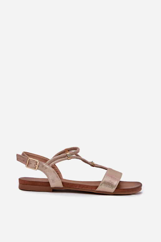 Women's Flat Sandals With Straps S.Barski KV51-120 Rose Gold