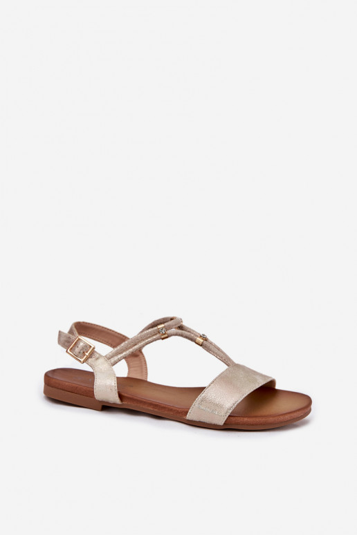 Ladies Flat Sandals With Straps S.Barski KV51-120 Golden