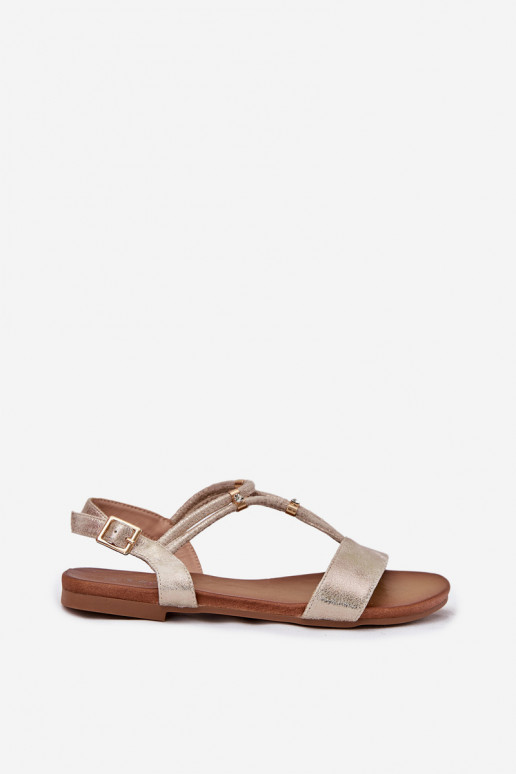 Ladies Flat Sandals With Straps S.Barski KV51-120 Golden