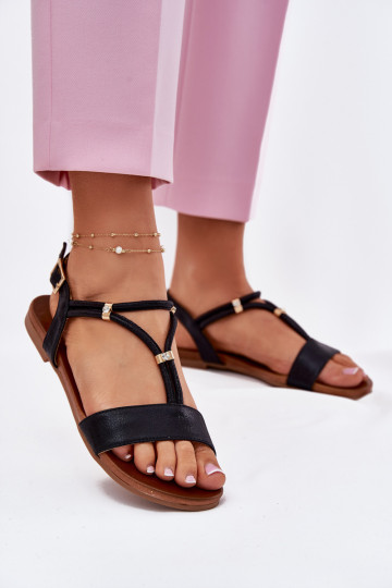 Women's Flat Sandals With Straps S.Barski KV51-120 Black 2