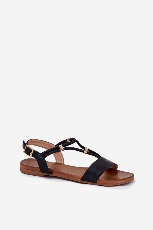 Women's Flat Sandals With Straps S.Barski KV51-120 Black