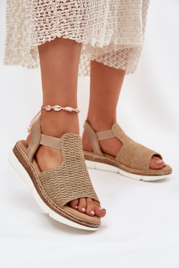 Women's Sandals With Braiding Beige-Gold Jelana 2