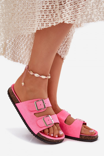 Women's Slippers With Buckles Neon Pink Oliena