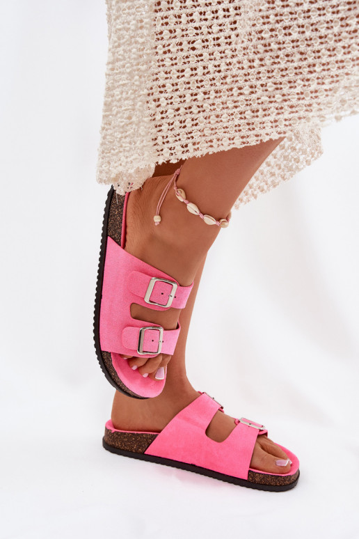 Women's Slippers With Buckles Neon Pink Oliena