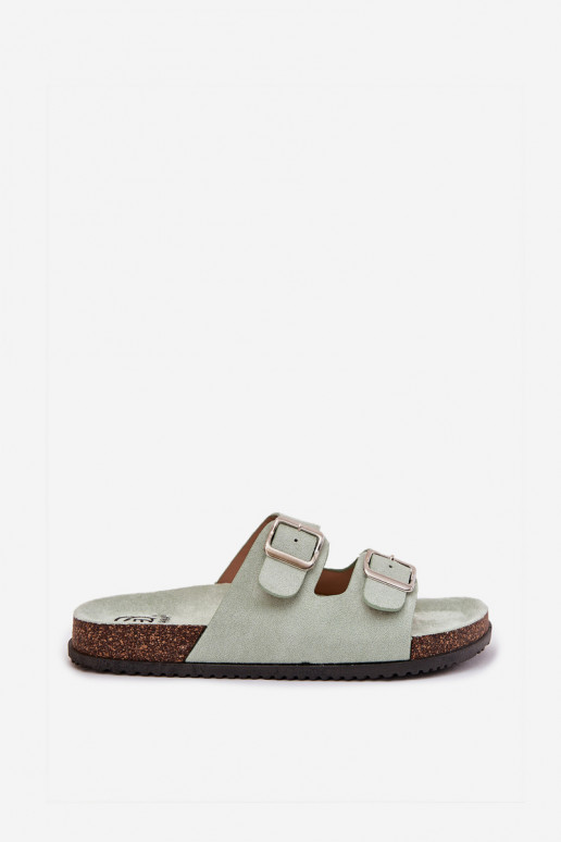 Women's Mules With Buckles Mint Oliena