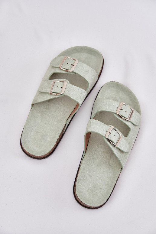 Women's Mules With Buckles Mint Oliena