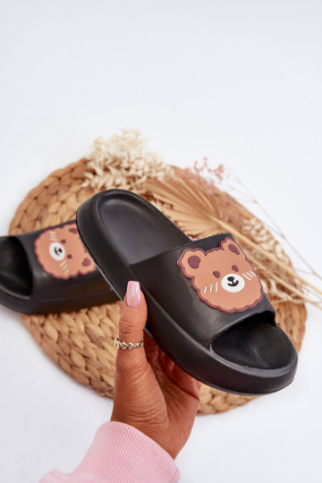 Children's Lightweight Slippers With Bear Black Lindeheta 2