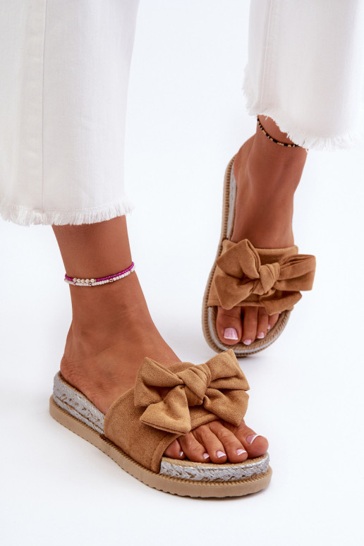 Women's Platform Sandals with Bow Camel Aflia Women's Platform Sandals with Bow Camel Aflia