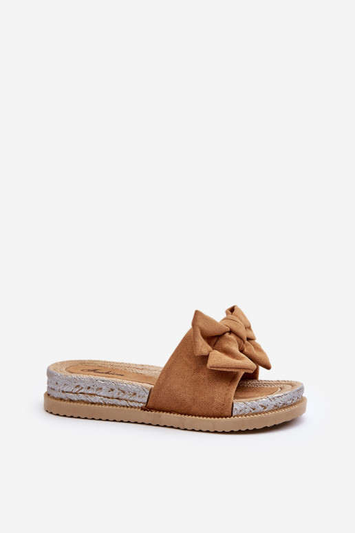 Damskie Klapki Na Platformie Z Kokardą Camel Aflia Damskie Klapki Na Platformie Z Kokardą Camel Aflia