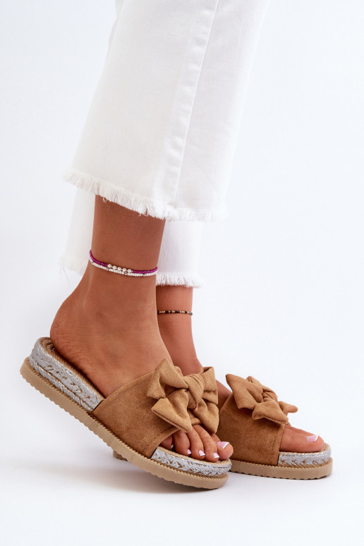 Women's Platform Sandals with Bow Camel Aflia Women's Platform Sandals with Bow Camel Aflia