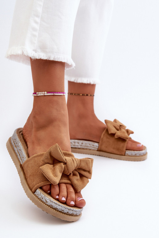 Women's Platform Sandals with Bow Camel Aflia Women's Platform Sandals with Bow Camel Aflia