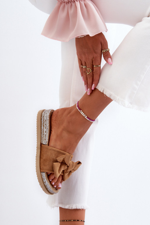 Women's Platform Sandals with Bow Camel Aflia Women's Platform Sandals with Bow Camel Aflia