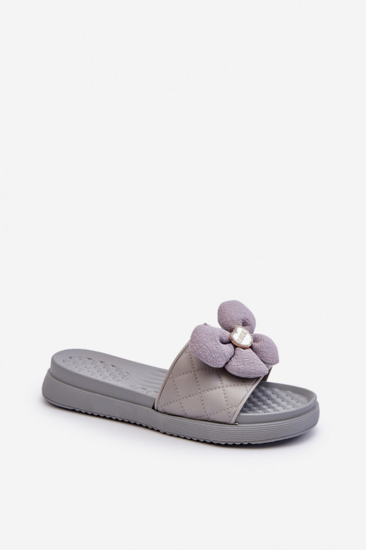 Women's Grey Sandals with Decoration on Low Platform Cedrella Women's Grey Sandals with Decoration on Low Platform Cedrella