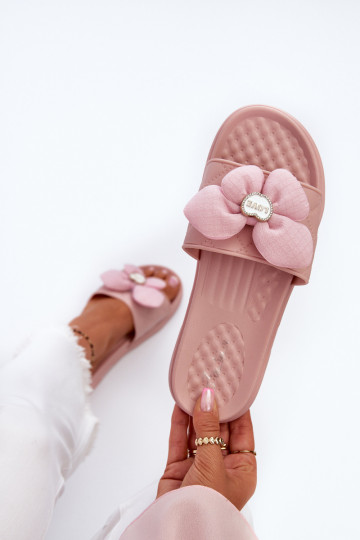 Women's sandals with decoration on low platform pink Cedrella 2