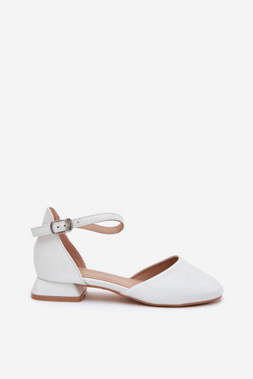 Children's Shiny Sandals On Low Heel White Nelly 2