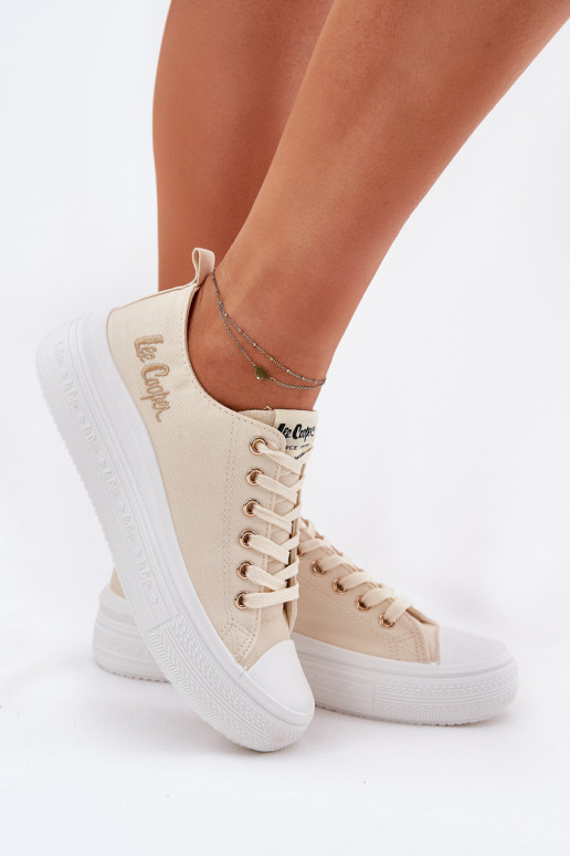 Trampki Damskie Na Platformie Lee Cooper LCW-24-44-2464L Beżowe