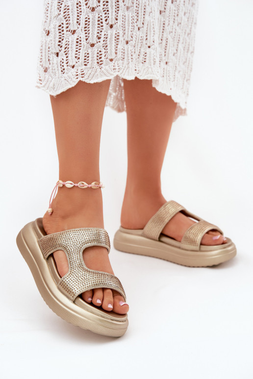 Decorated Women's Platform Sandals Golden Jestella