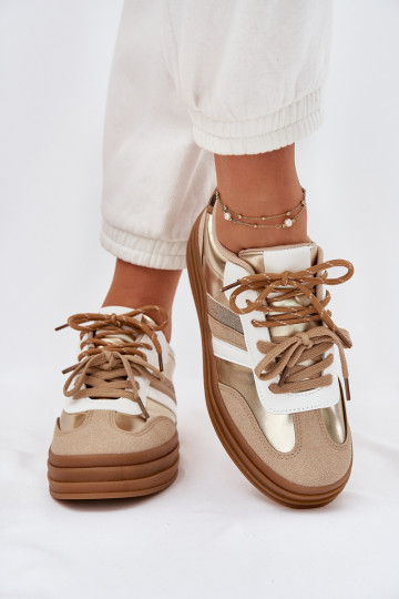 Womens Platform Sneakers With Double Lacing Leopard Gold Studs 2