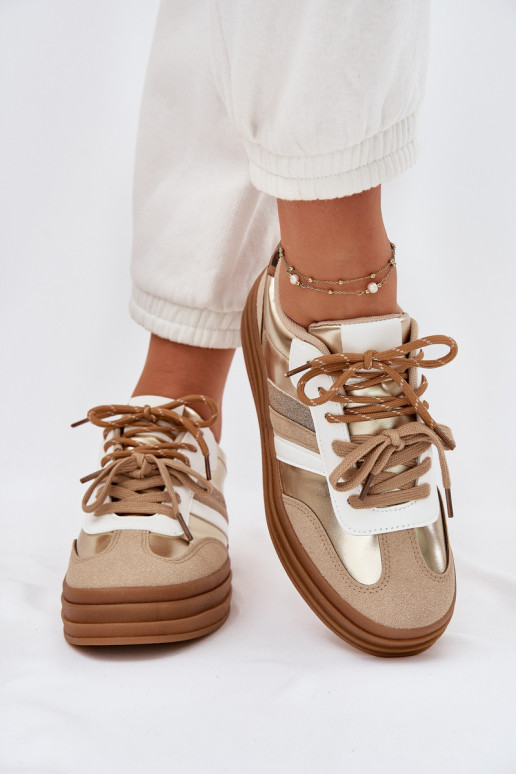 Womens Platform Sneakers With Double Lacing Leopard Gold Studs