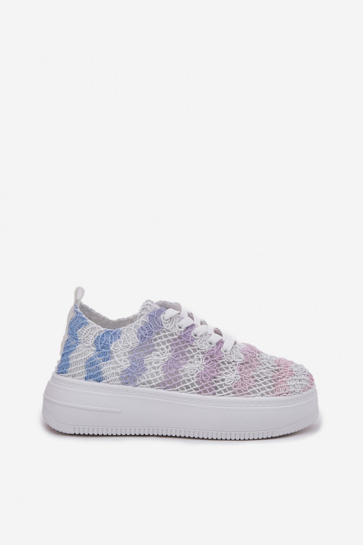 Womens Platform Sneakers With Crocheted Upper Multicolor Mirietto