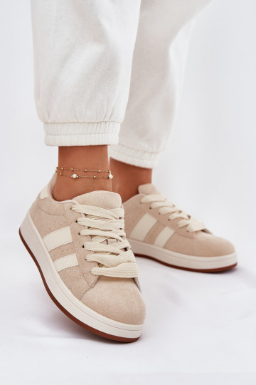 Women's Sneakers Made Of Eco Suede Beige Arlenina 2
