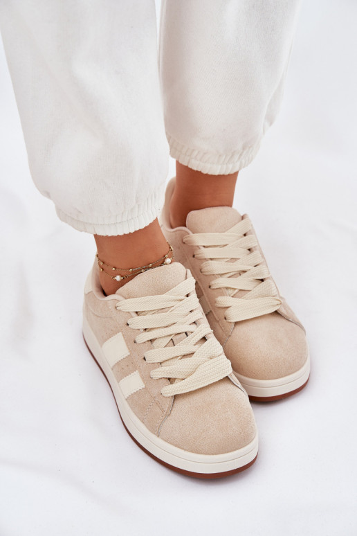 Women's Sneakers Made Of Eco Suede Beige Arlenina