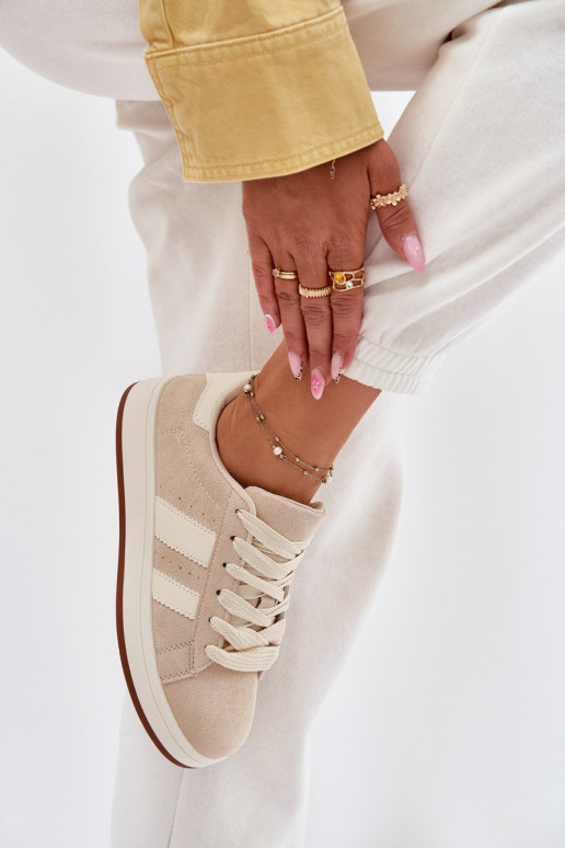 Women's Sneakers Made Of Eco Suede Beige Arlenina