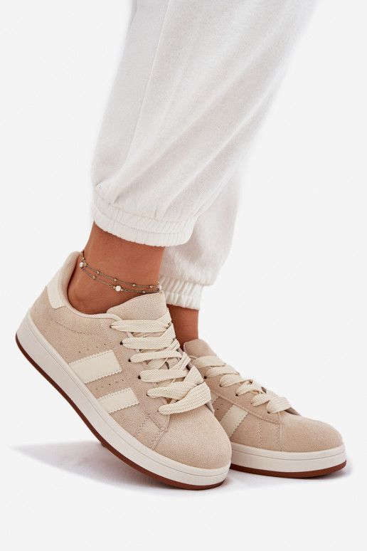 Women's Sneakers Made Of Eco Suede Beige Arlenina